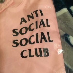 (New) Anti social social club jacket (pink/black)